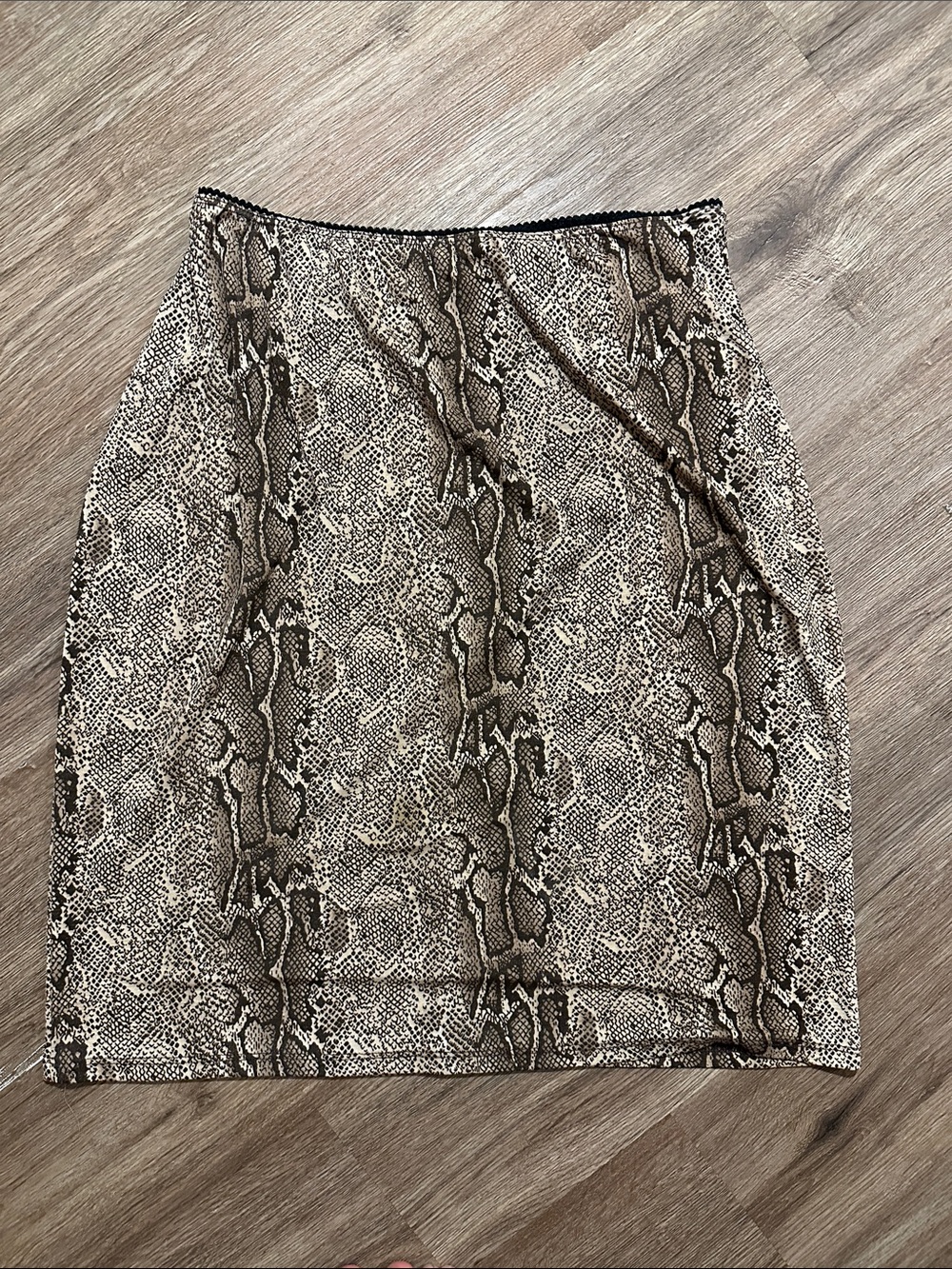 Snake-Print Pencil Skirt in Brown Tones